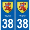 38 Vourey blason ville autocollant plaque stickers