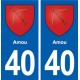 40 Amou autocollant plaque blason armoiries stickers département ville