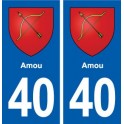 40 Amou autocollant plaque blason armoiries stickers département ville
