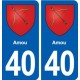 40 Amou autocollant plaque blason armoiries stickers département ville