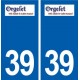 39 Orgelet  autocollant plaque blason logo stickers département 
