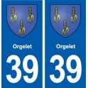 39 Orgelet autocollant plaque blason stickers département