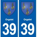 39 Orgelet autocollant plaque blason stickers département