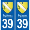 39 Saint-Laurent-en-Grandvaux autocollant plaque blason stickers département