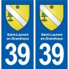 39 Saint-Laurent-en-Grandvaux  autocollant plaque blason stickers département