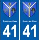 41 Chouzy-sur-Cisse escudo de armas de la ciudad de etiqueta, placa de la etiqueta engomada del departamento de la ciudad de