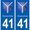 41 Chouzy-sur-Cisse stemma, città adesivo, adesivo piastra dipartimento città