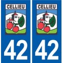 42 Cellieu  logo ville autocollant plaque stickers département