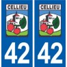 42 Cellieu  logo ville autocollant plaque stickers département