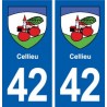42 Cellieu blason ville autocollant plaque stickers département