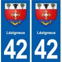 42 Lézigneux  blason ville autocollant plaque stickers département