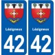 42 Lézigneux  blason ville autocollant plaque stickers département