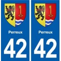 42 Perreux blason ville autocollant plaque stickers département