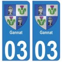 03 Gannat ville autocollant plaque