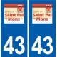 43 Saint-Pal-de-Mons logo autocollant plaque immatriculation ville