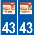 43 Saint-Pal-de-Mons logo autocollant plaque immatriculation ville