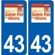 43 Saint-Pal-de-Mons logo autocollant plaque immatriculation ville