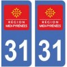 31 Haute Garonne autocollant plaque