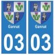 03 Gannat ville autocollant plaque