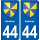 44  Assérac blason ville autocollant plaque stickers
