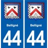 44  Belligné blason ville autocollant plaque stickers