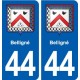 44  Belligné blason ville autocollant plaque stickers