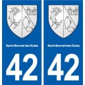 42 Saint-Bonnet-les-Oules blason ville autocollant plaque stickers département