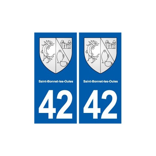 42 Saint-Bonnet-les-Oules blason ville autocollant plaque stickers département