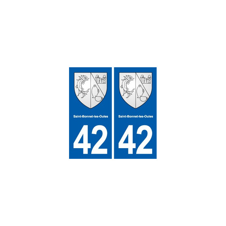 42 Saint-Bonnet-les-Oules blason ville autocollant plaque stickers département
