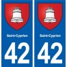 42 Saint-Cyprien blason ville autocollant plaque stickers département