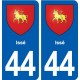 44  Issé blason ville autocollant plaque stickers