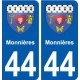 44  Monnières  blason ville autocollant plaque stickers