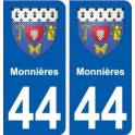 44  Monnières  blason ville autocollant plaque stickers