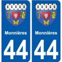 44  Monnières  blason ville autocollant plaque stickers