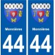 44  Monnières  blason ville autocollant plaque stickers