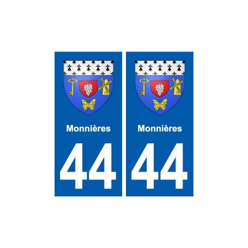 44  Monnières  blason ville autocollant plaque stickers