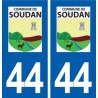 44  Soudan logo ville autocollant plaque stickers