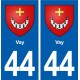 44  Vay  blason ville autocollant plaque stickers