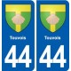 44  Touvois blason ville autocollant plaque stickers