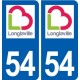 54 Longlaville logo autocollant plaque stickers ville