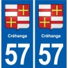 57 Créhange blason autocollant plaque stickers ville