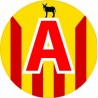Un joven alumno de la etiqueta engomada adhesiva catalán burro simple