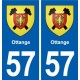 57 Ottange blason autocollant plaque stickers ville