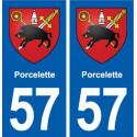 57 Porcelette blason autocollant plaque stickers ville