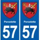 57 Porcelette blason autocollant plaque stickers ville