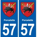 57 Porcelette blason autocollant plaque stickers ville