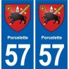57 Porcelette blason autocollant plaque stickers ville