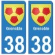 38 Grenoble blason autocollant plaque ville