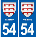54 Valleroy blason autocollant plaque stickers ville