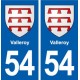 54 Valleroy blason autocollant plaque stickers ville